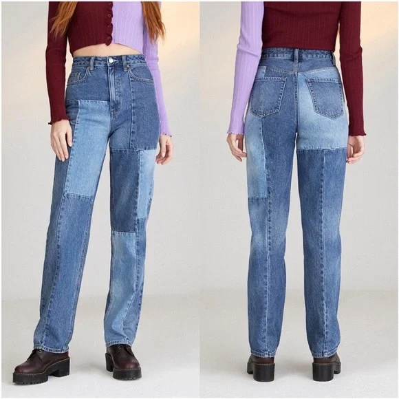 NWT Pacsun Eco Patchwork Boyfriend Jeans Size 23 - Picture 1 of 10
